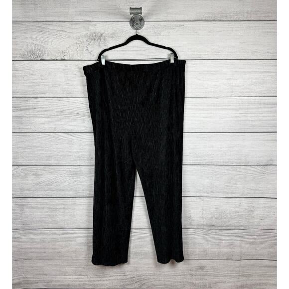 Dennis By Dennis Basso Plus Size Black Textured Velvet Wide Leg Pants Size 2X - Picture 7 of 8